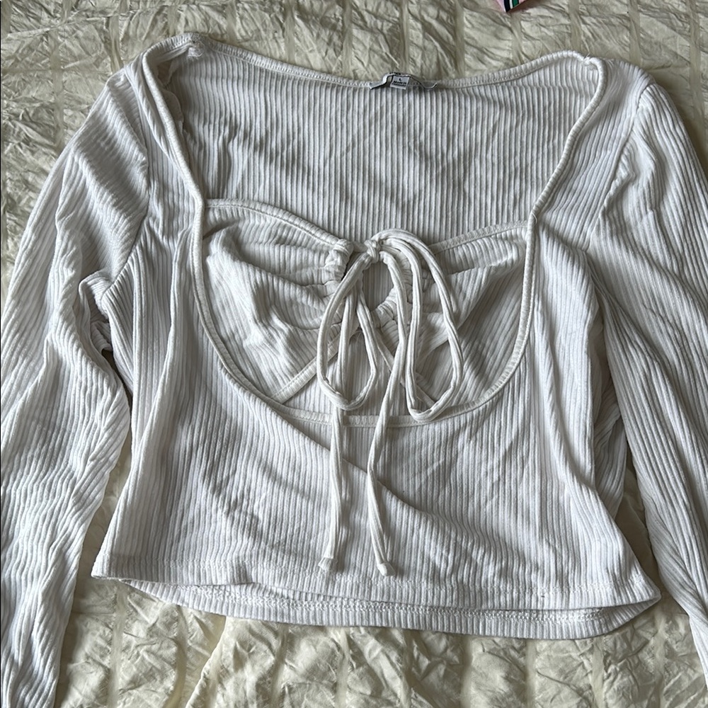 White Ribbed Women's Top